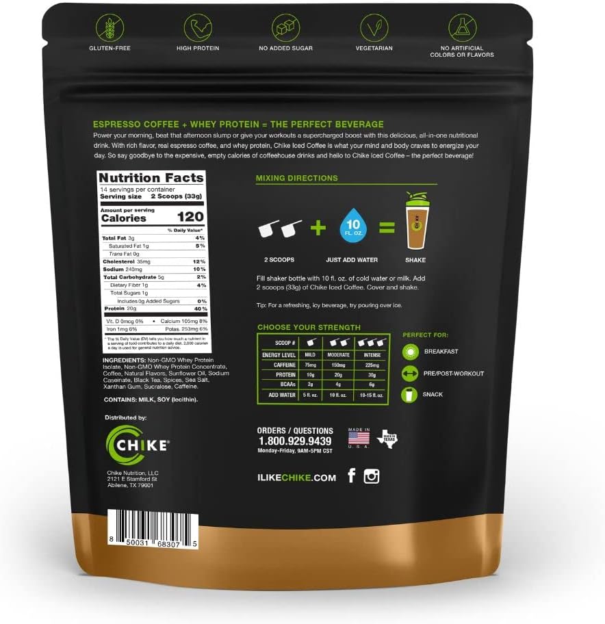 CHIKE Chai Latte High Protein Iced Coffee: 20g Protein, 2 Espresso Shots, 1g Sugar, Keto & Gluten Free - 14 Servings