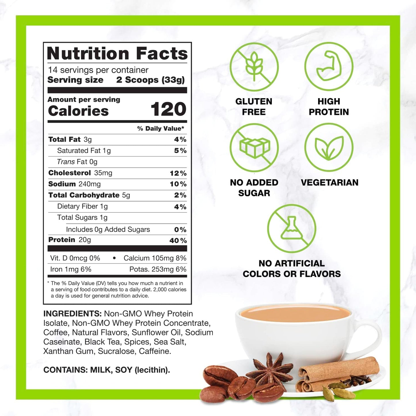 CHIKE Chai Latte High Protein Iced Coffee: 20g Protein, 2 Espresso Shots, 1g Sugar, Keto & Gluten Free - 14 Servings