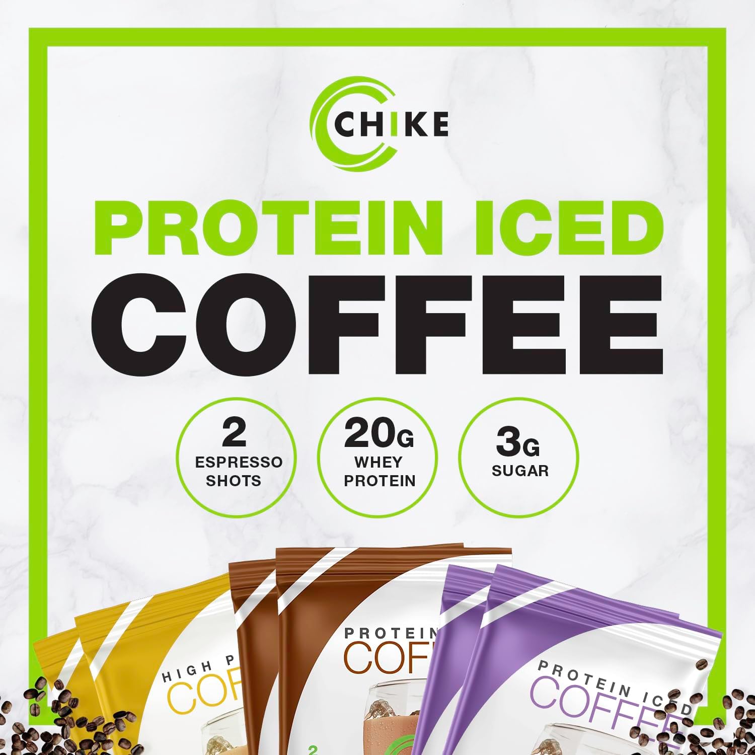 Chike High Protein Iced Coffee Sampler Pack - 20g Protein, 2 Shots Espresso, Non-GMO, Keto, Gluten Free - 6 Packets