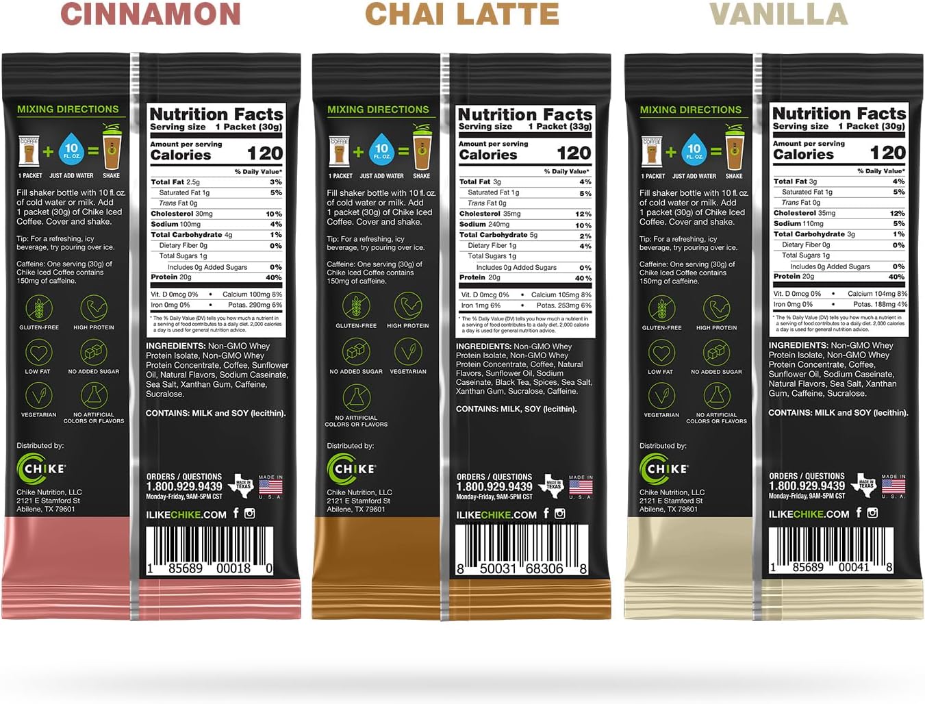 Chike Latte Love High Protein Iced Coffee Sampler Pack - 20g Protein, 2 Espresso Shots, Keto & Gluten Free - 6 Packets