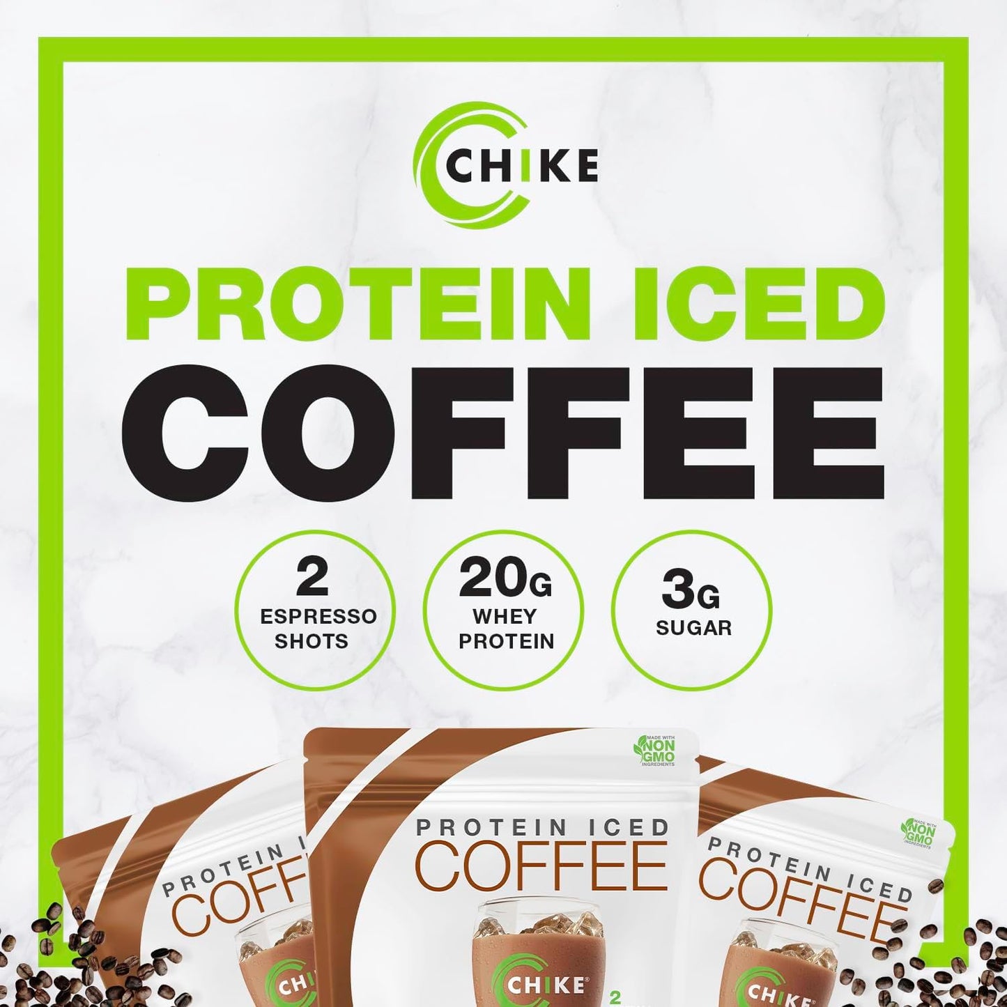 CHIKE Natural Caffe Mocha High Protein Iced Coffee - 20g Protein, 2 Shots Espresso, Non-GMO, Keto & Gluten Free - 14 Servings