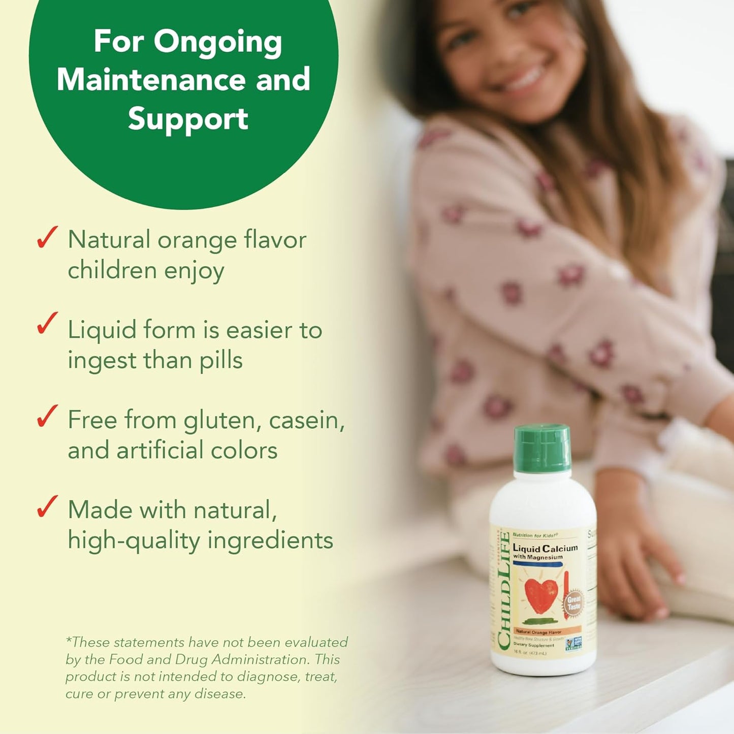 ChildLife Essentials Liquid Calcium Supplement with Magnesium, Zinc, and Vitamin D3 - Orange Flavor, 16 fl oz - Kids Baby Calcium Formula