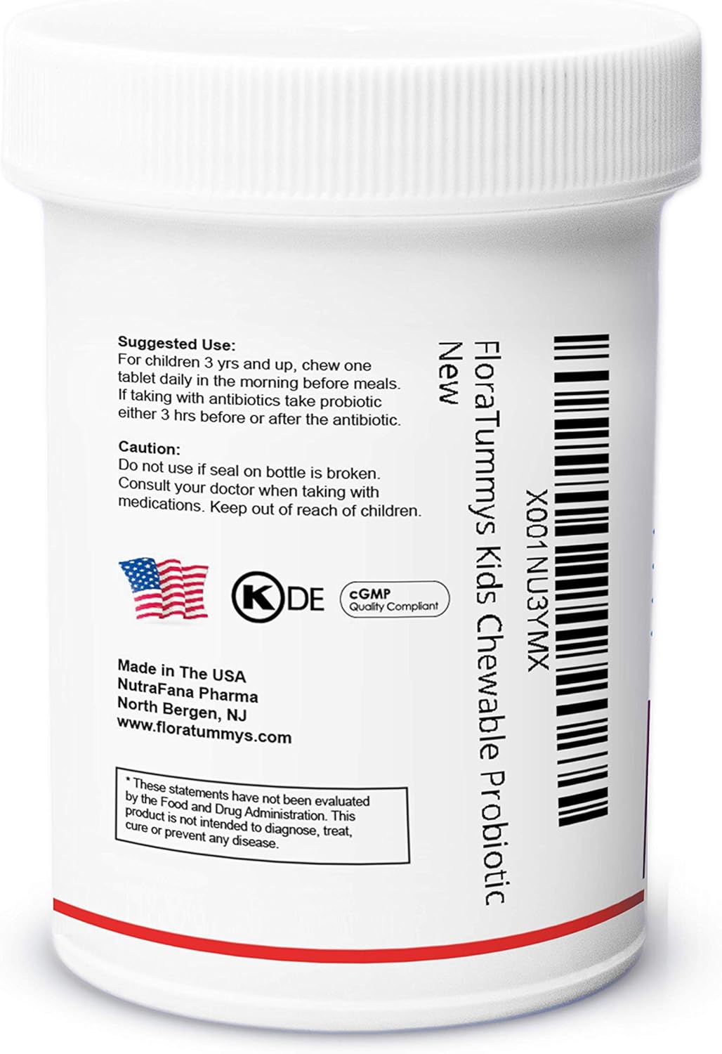 Children's Chewable Probiotics with Prebiotics - Non-Dairy, Gluten, Sugar, Peanut & Soy Free, Non-GMO, Allergen Tested, Vegan, Kosher - Berry Flavor - 1 Bottle