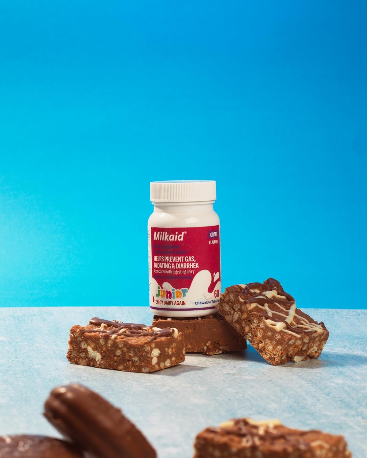 Children's Dairy Digestive Supplement | Milkaid Junior Flavor Pack - 180 Tablets | Relieves Gas, Bloating, Diarrhea in Kids