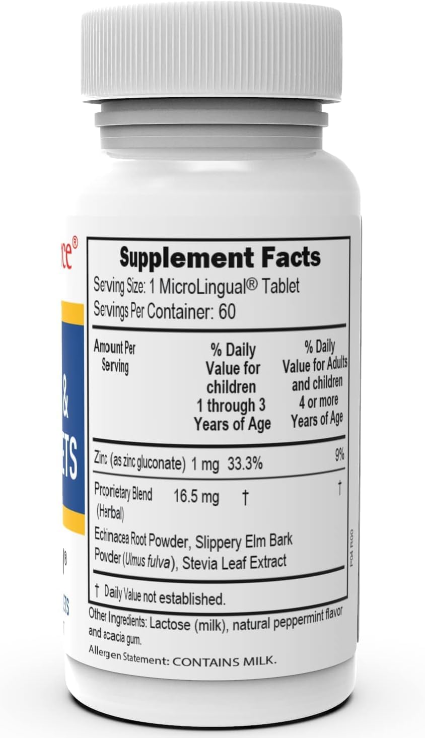 Children's Echinacea & Zinc Lozenges for Healthy Immune System - 60 Quick Dissolve Tablets - Non-GMO - Supports Cold Recovery