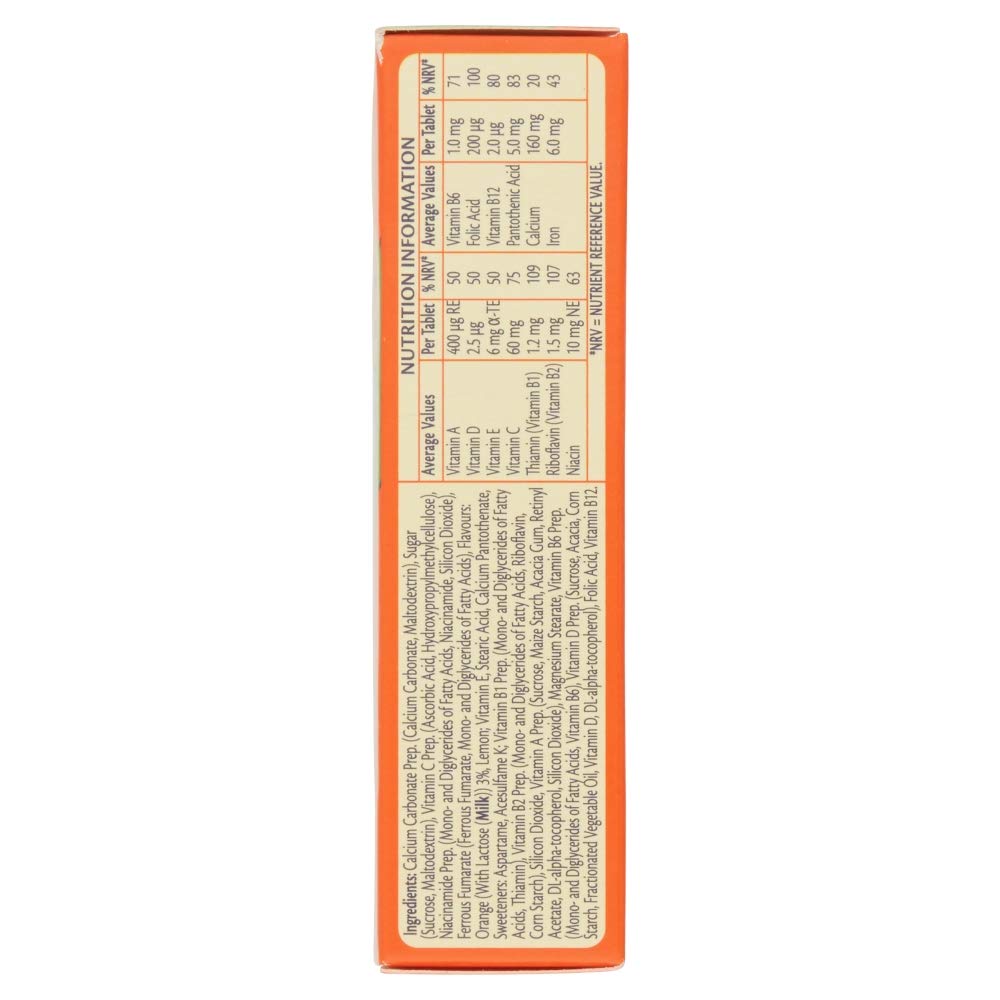 Children's Multivitamin Supplement with Calcium & Iron - 30 Orange Flavour Chewable Tablets by Haliborange Seven Seas