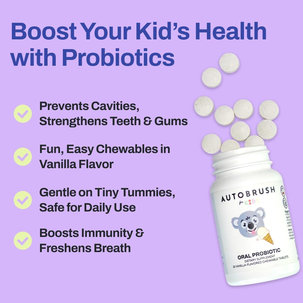 Children's Oral-Care Probiotic Tablets for Healthy Teeth and Gums - 30 Count Vanilla Flavor