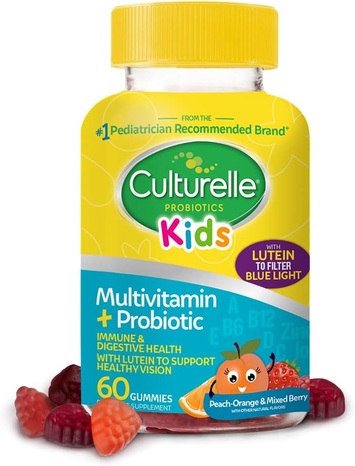 Children's Probiotic Gummies with Peach-Orange & Mixed Berry Flavors - Daily Digestive Support for Kids - 60 Count