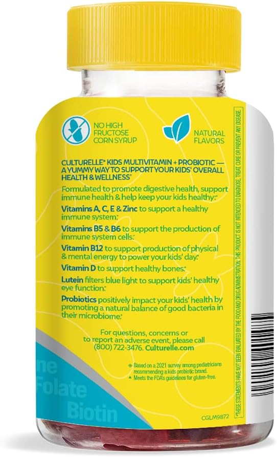 Children's Probiotic Gummies with Peach-Orange & Mixed Berry Flavors - Daily Digestive Support for Kids - 60 Count