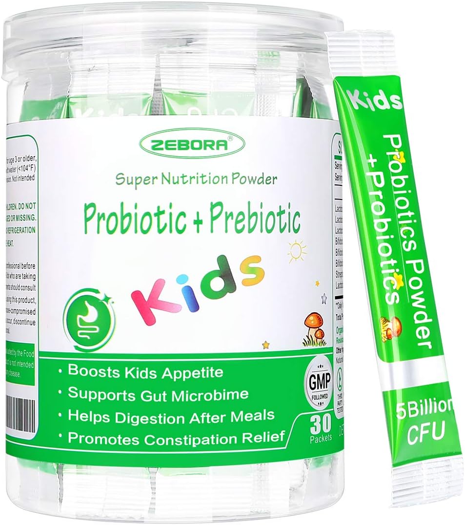 Children's Probiotic & Prebiotic Powder for Digestive & Immune Support, Ages 3+, Non-GMO, Gluten-Free, 30 Packets, 5 Billion CFUs