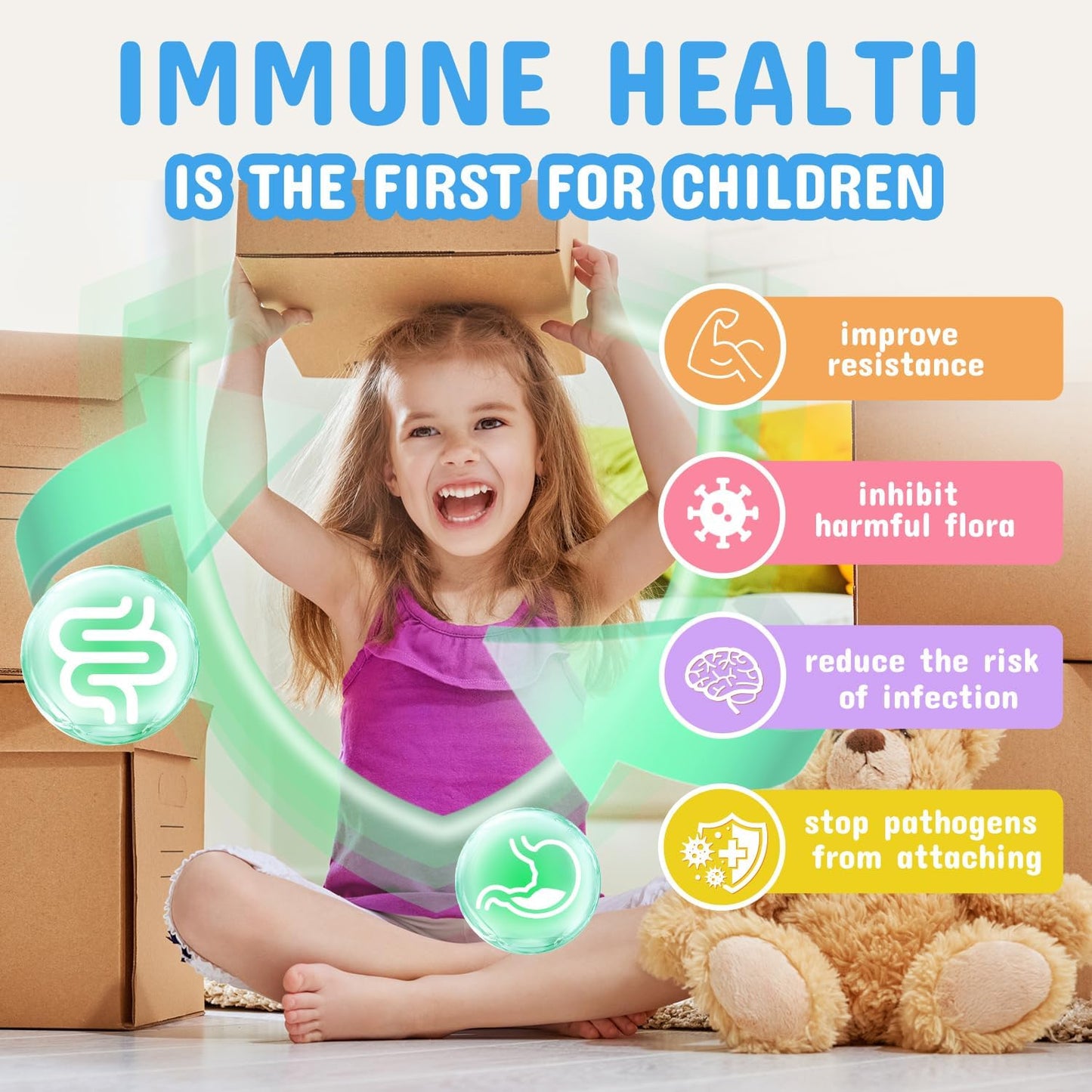 Children's Probiotic & Prebiotic Powder for Digestive & Immune Support, Ages 3+, Non-GMO, Gluten-Free, 30 Packets, 5 Billion CFUs