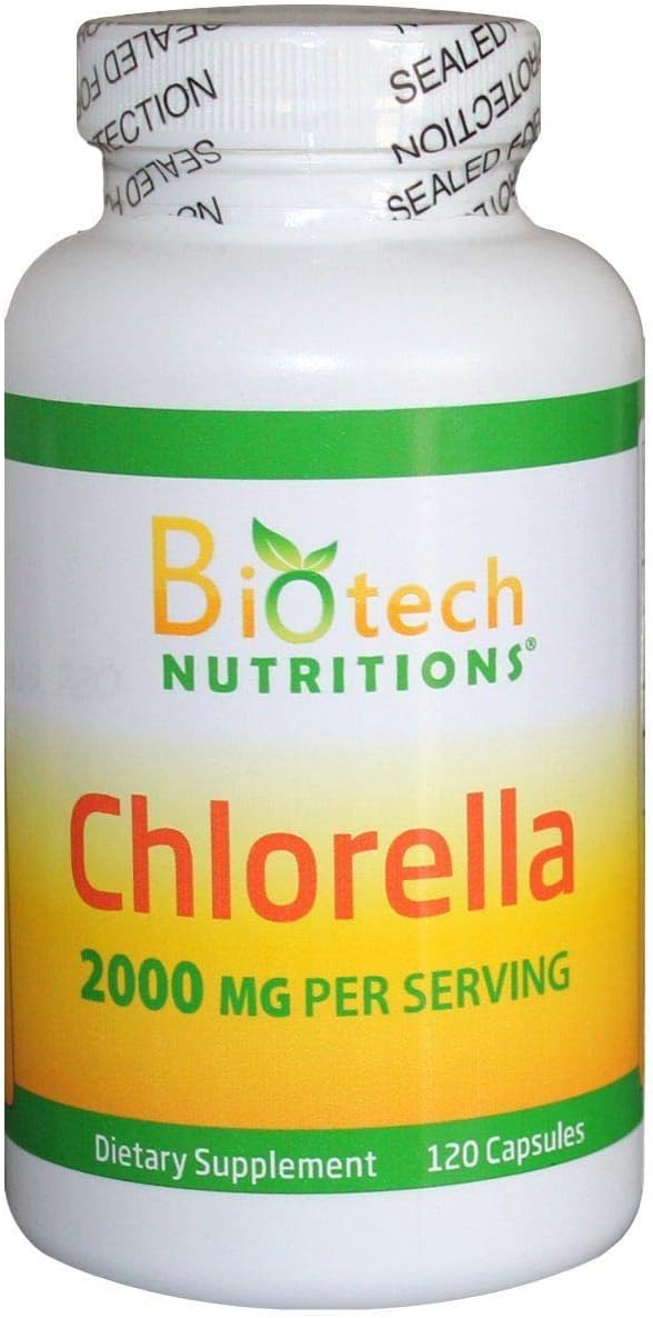Chlorella 2000mg Vegetable Capsules - Biotech Nutritions - 120 Count