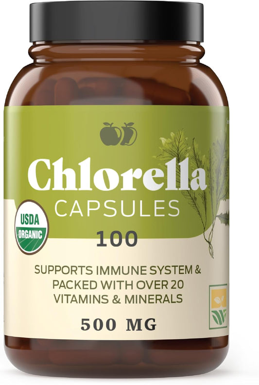 Chlorella 650 mg Capsules - 100 Count, All-Natural Supplement