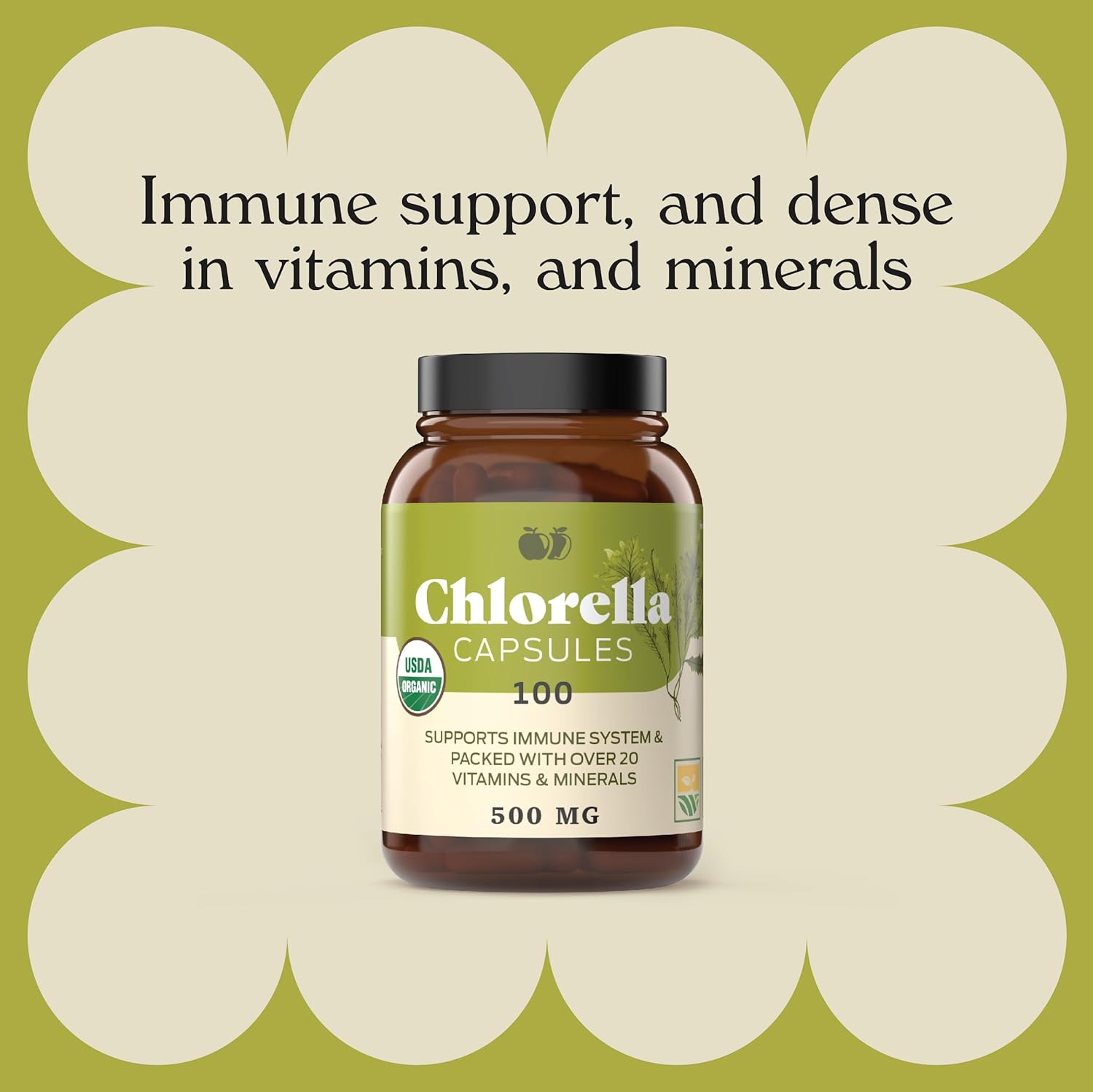 Chlorella 650 mg Capsules - 100 Count, All-Natural Supplement