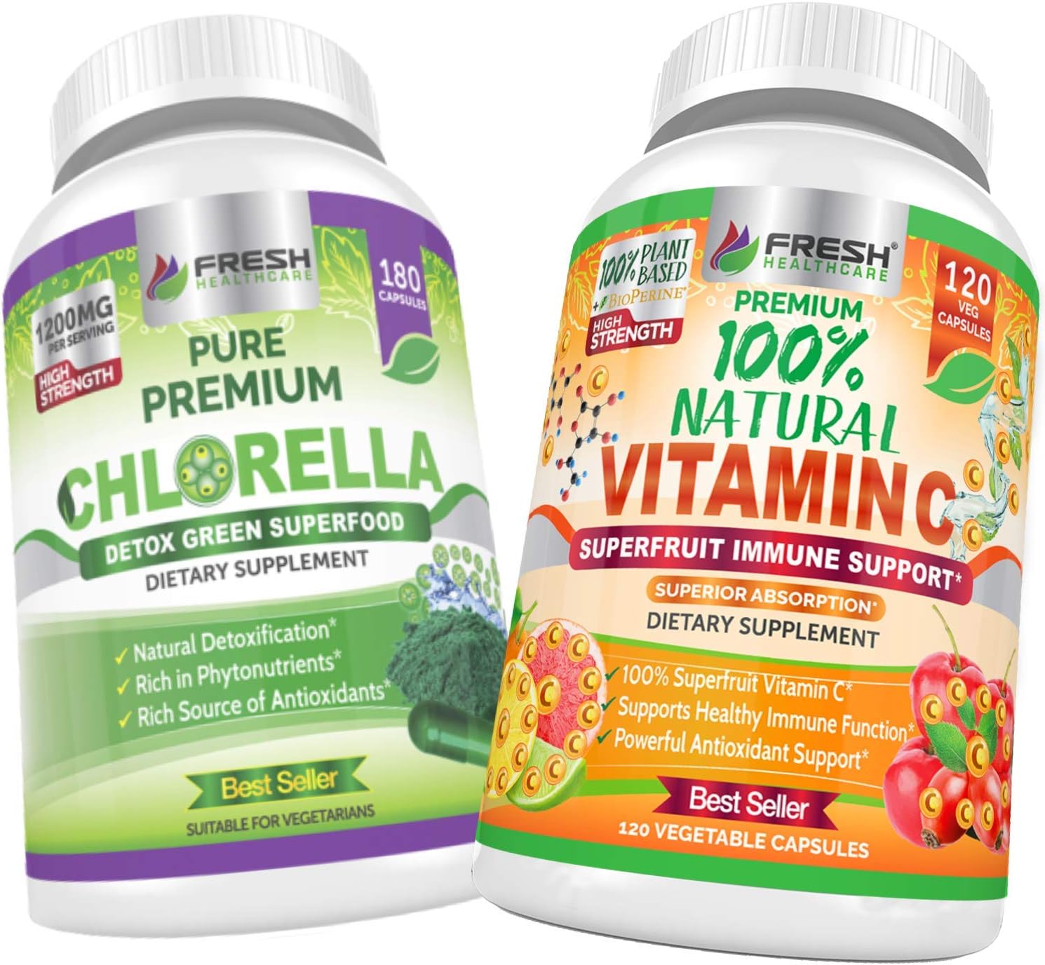Chlorella and Vitamin C Bundle for Fresh Healthcare - 100% Natural