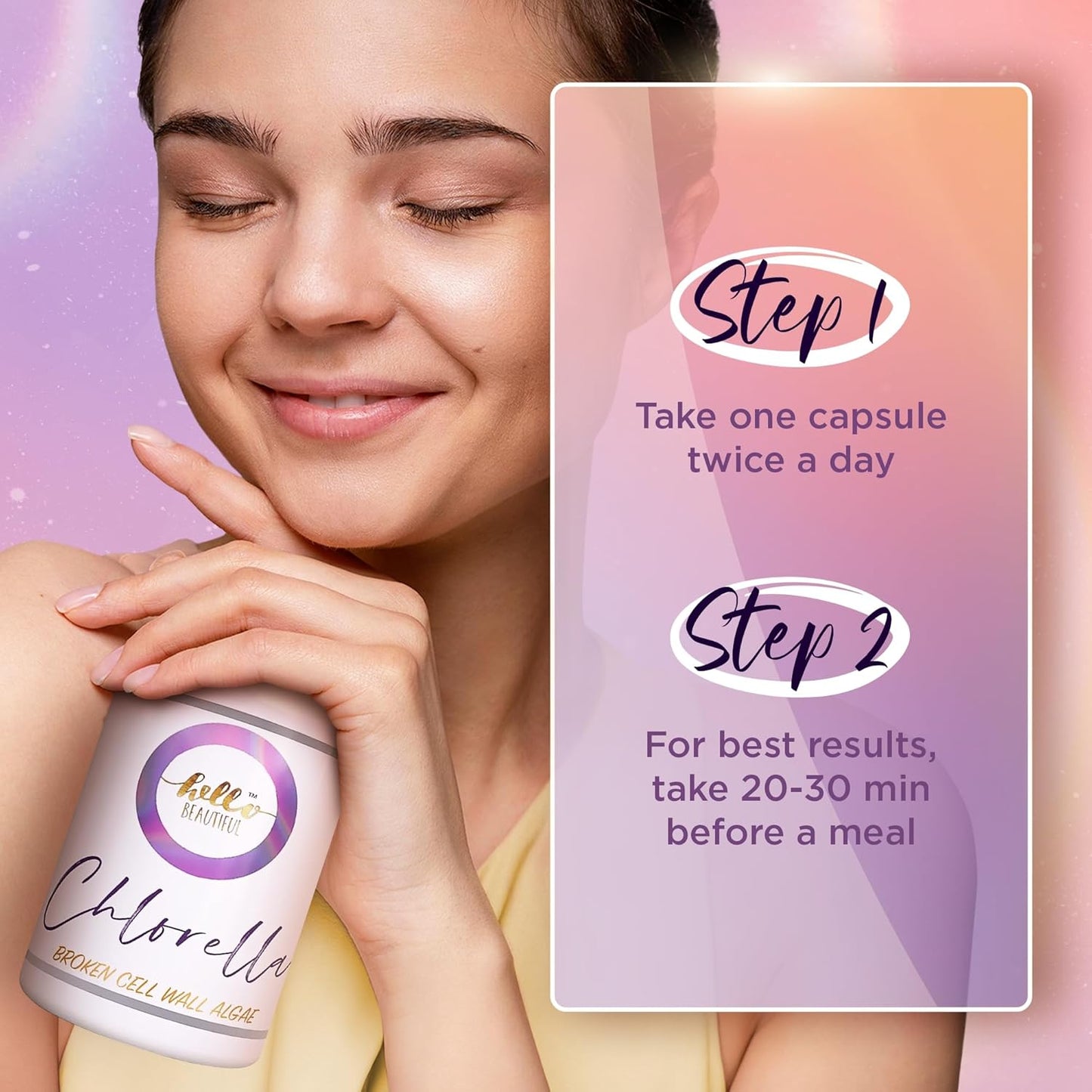 Chlorella Broken Cell Wall Algae Capsules - Hair Growth & Gut Health - 500mg, 60 Count