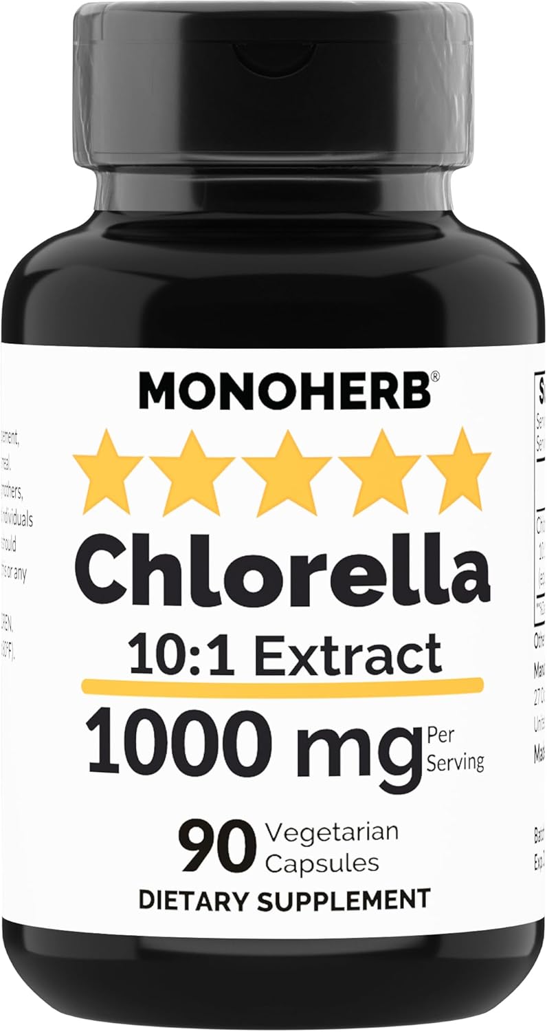 Chlorella Extract Capsules - 1000 mg, 90 Vegetarian Capsules by MONOHERB