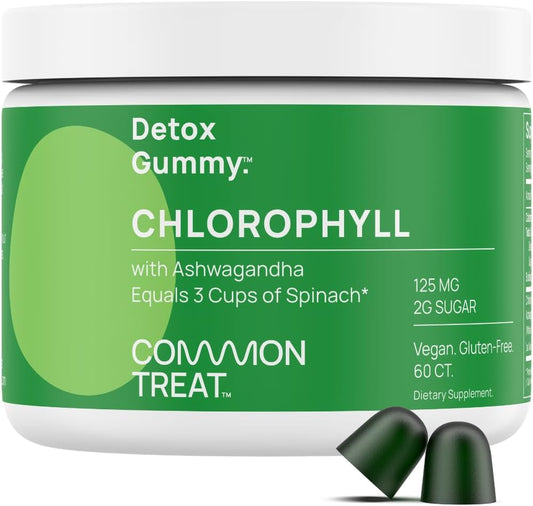 Chlorophyll Gummies with Ashwagandha for Energy, Immune Support, Skin Health - Vegan, Gluten Free, Sugar Free - Apple Flavor, 60 Servings