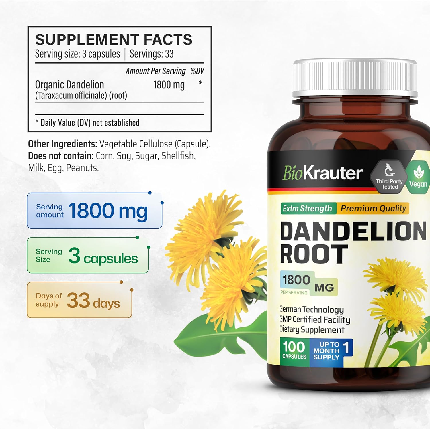 Chlorophyll Tincture and Dandelion Capsules Set - 2 Fl. Oz. & 100 Count