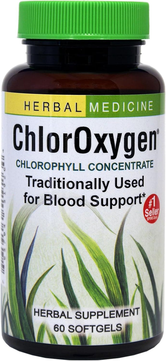 ChlorOxygen Chlorophyll Concentrate Softgels - Promotes Healthy Blood Flow & Energy - High-Altitude & Environmental Support - 60 Servings