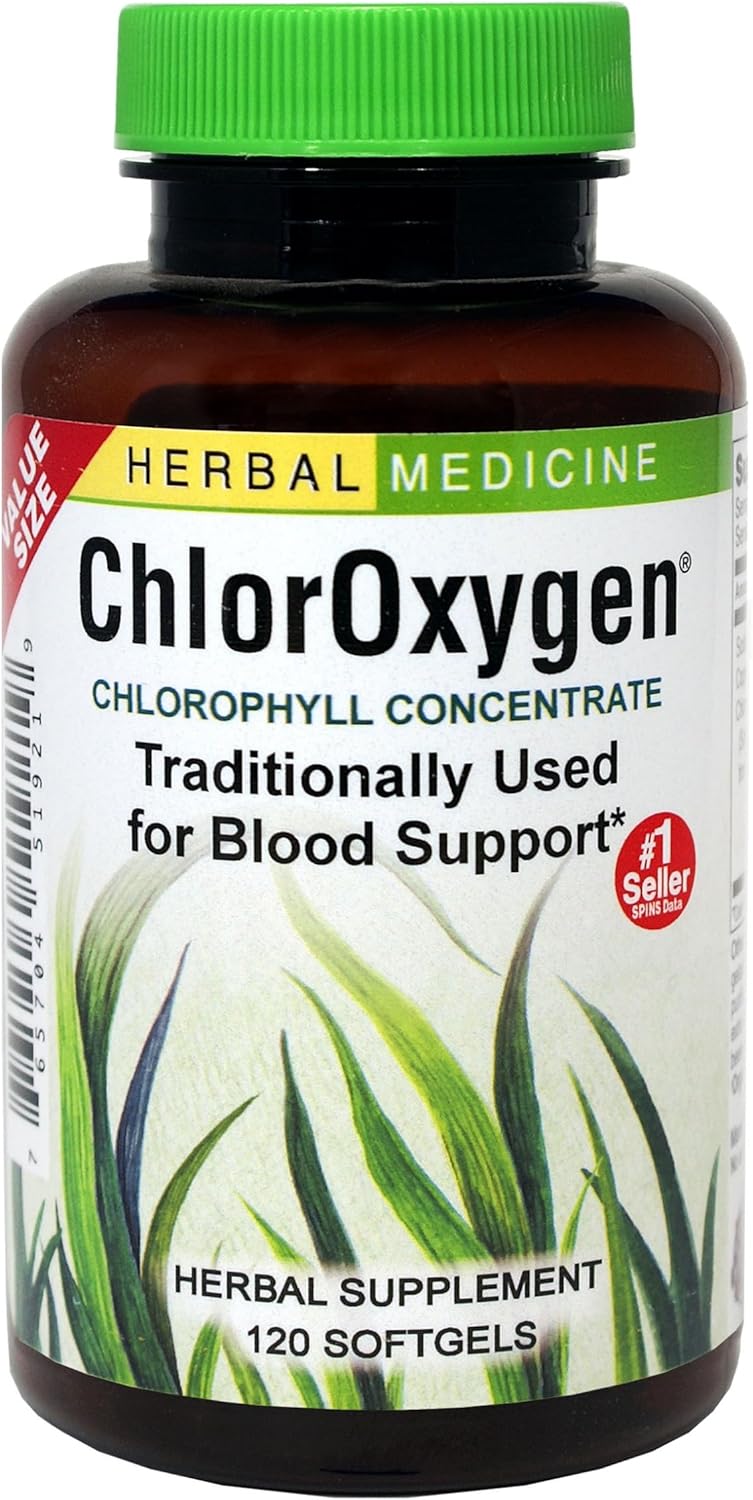 ChlorOxygen Chlorophyll Concentrate Softgels for Healthy Blood Circulation, High-Altitude & Energy Support - 120 Servings