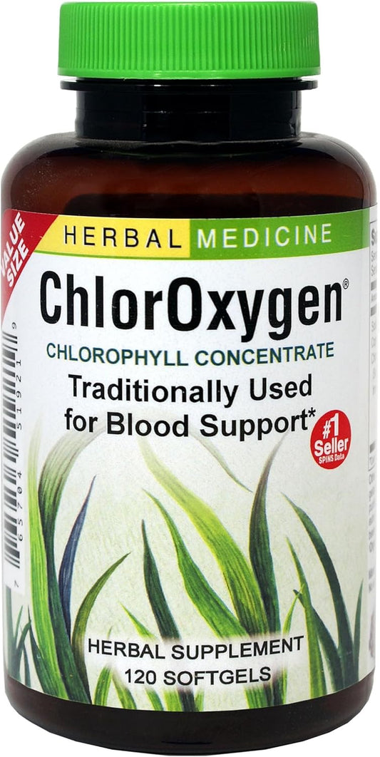 ChlorOxygen Chlorophyll Concentrate Softgels for Healthy Blood Circulation, High-Altitude & Energy Support - 120 Servings