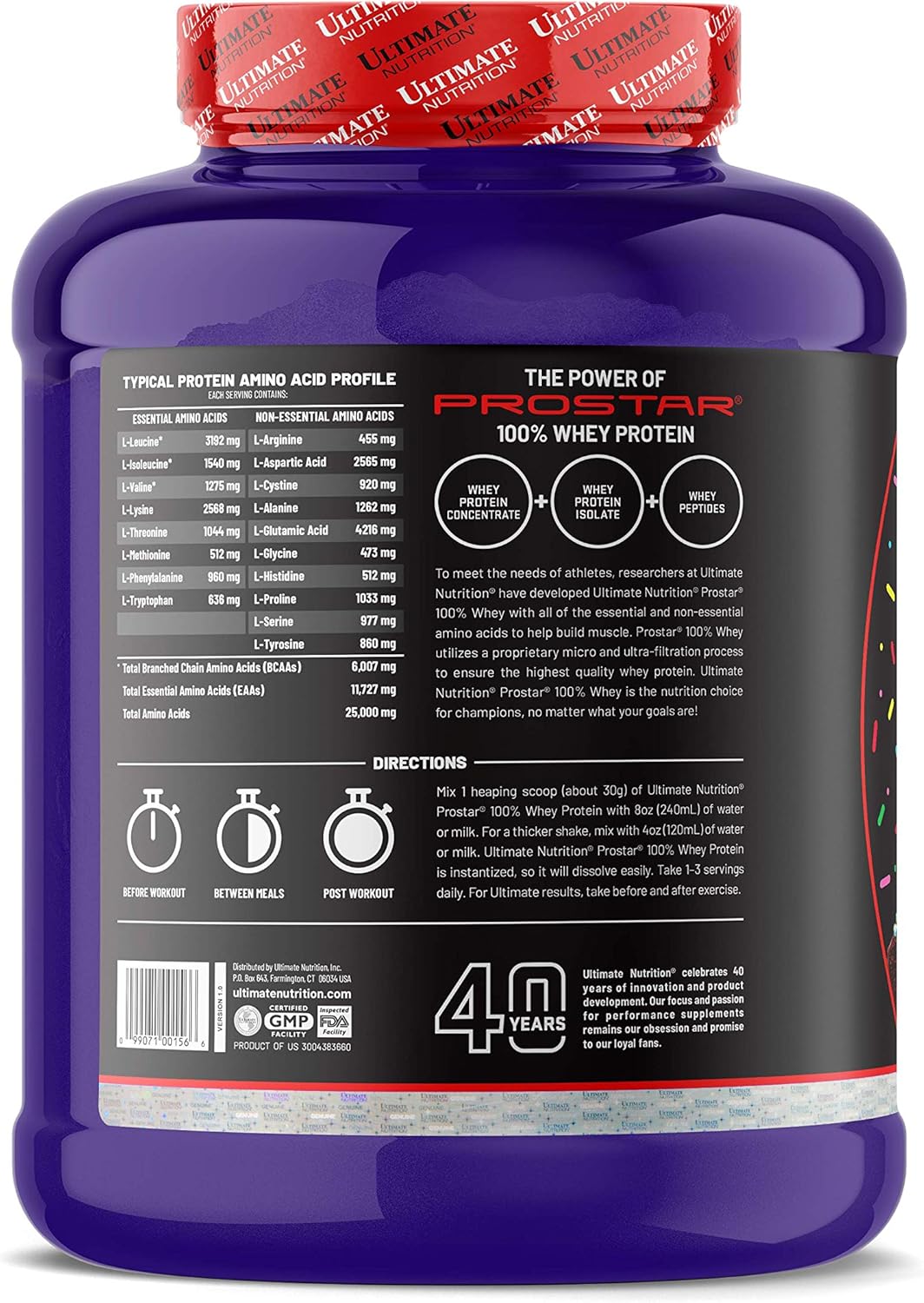 Chocolate Birthday Cake Ultimate Nutrition Prostar Whey Isolate Protein Powder - Low Carb & High Protein Shake for Muscle Gain and Recovery - Keto-Friendly - 5.28 lbs Tub