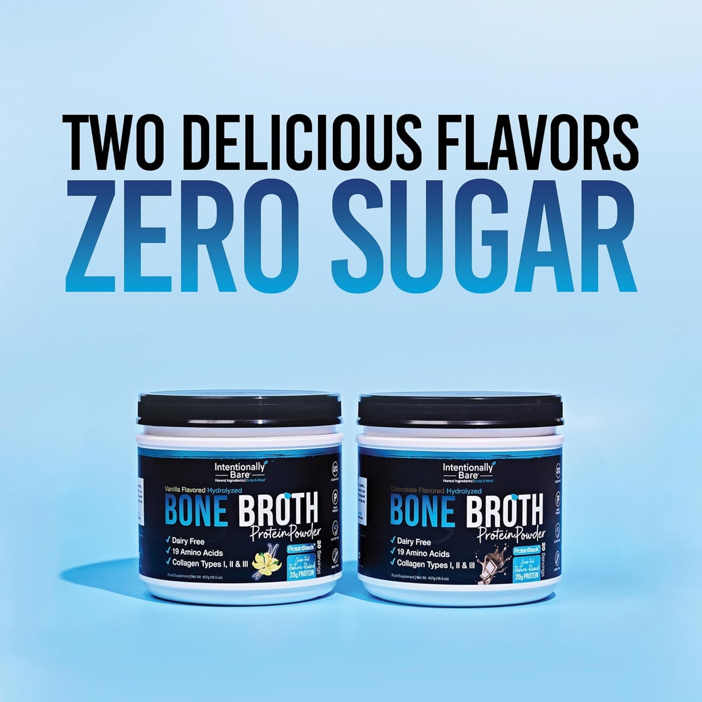 Chocolate Bone Broth Protein Powder with Collagen Peptide - 20g Protein for Skin, Hair, Joints, and Gut - Keto-Friendly - 20 Servings