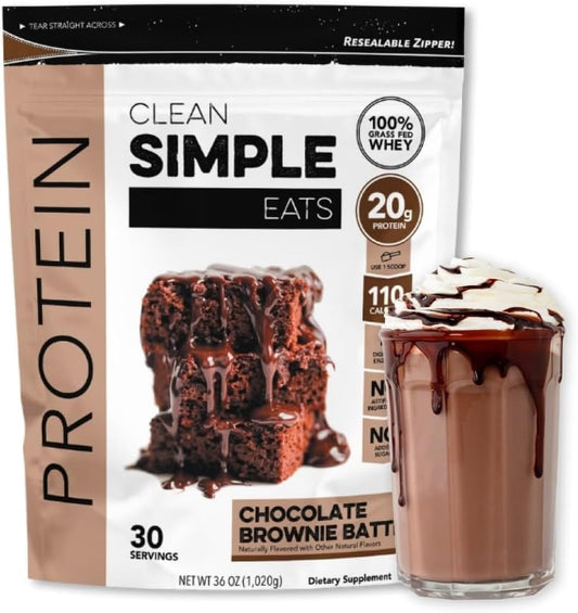 Chocolate Brownie Batter Whey Protein Powder - Natural Sweetened, Cold-Processed, 20g Protein (30 Servings)