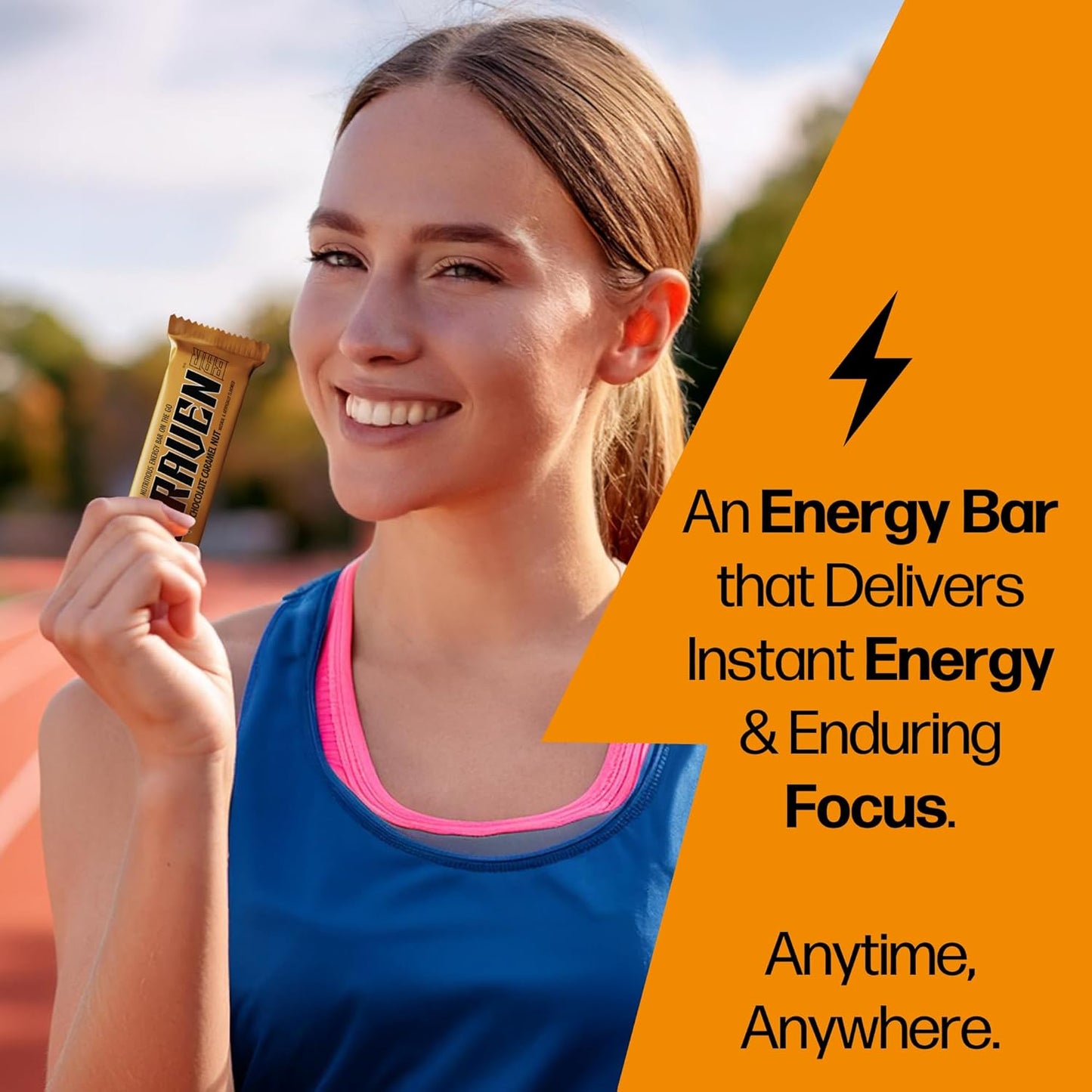 Chocolate Caramel Nut Energy Bars - 20 Pack, 1.59 oz Each - 5g Protein Energy Chews - Gluten Free Snacks for Running, Hiking, Sports
