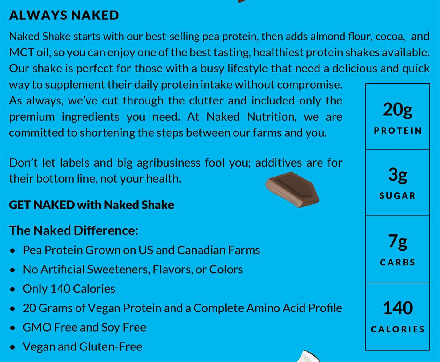Chocolate Coconut Almond Protein Powder - Plant Based with MCT Oil, Gluten-Free, Soy-Free - 30 Servings