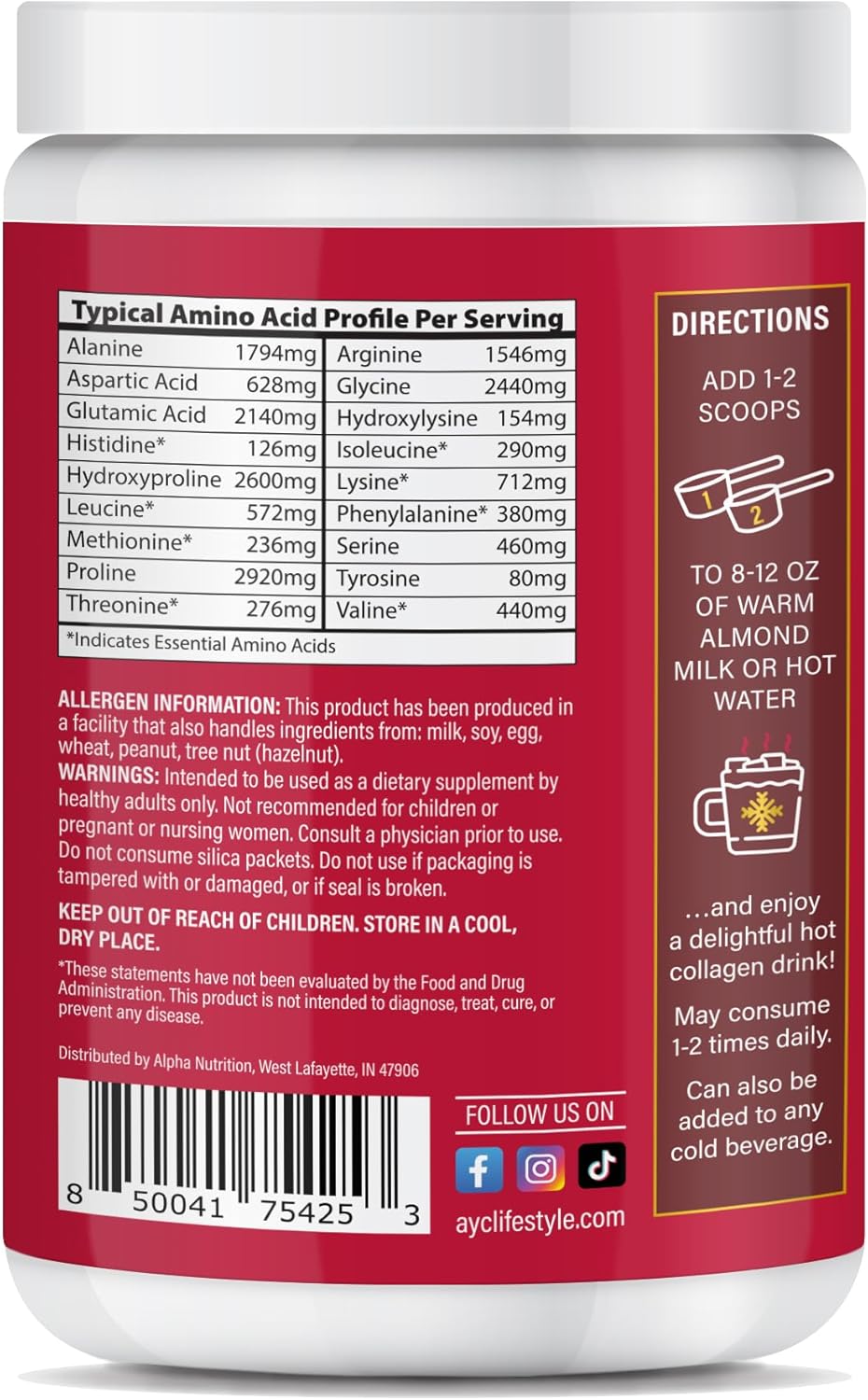 Chocolate Collagen Peptides Powder - Grass Fed Hydrolyzed Type 1&3 for Hair, Skin, Nails, Bones, Joints - 30 Servings (Hot Chocolate)