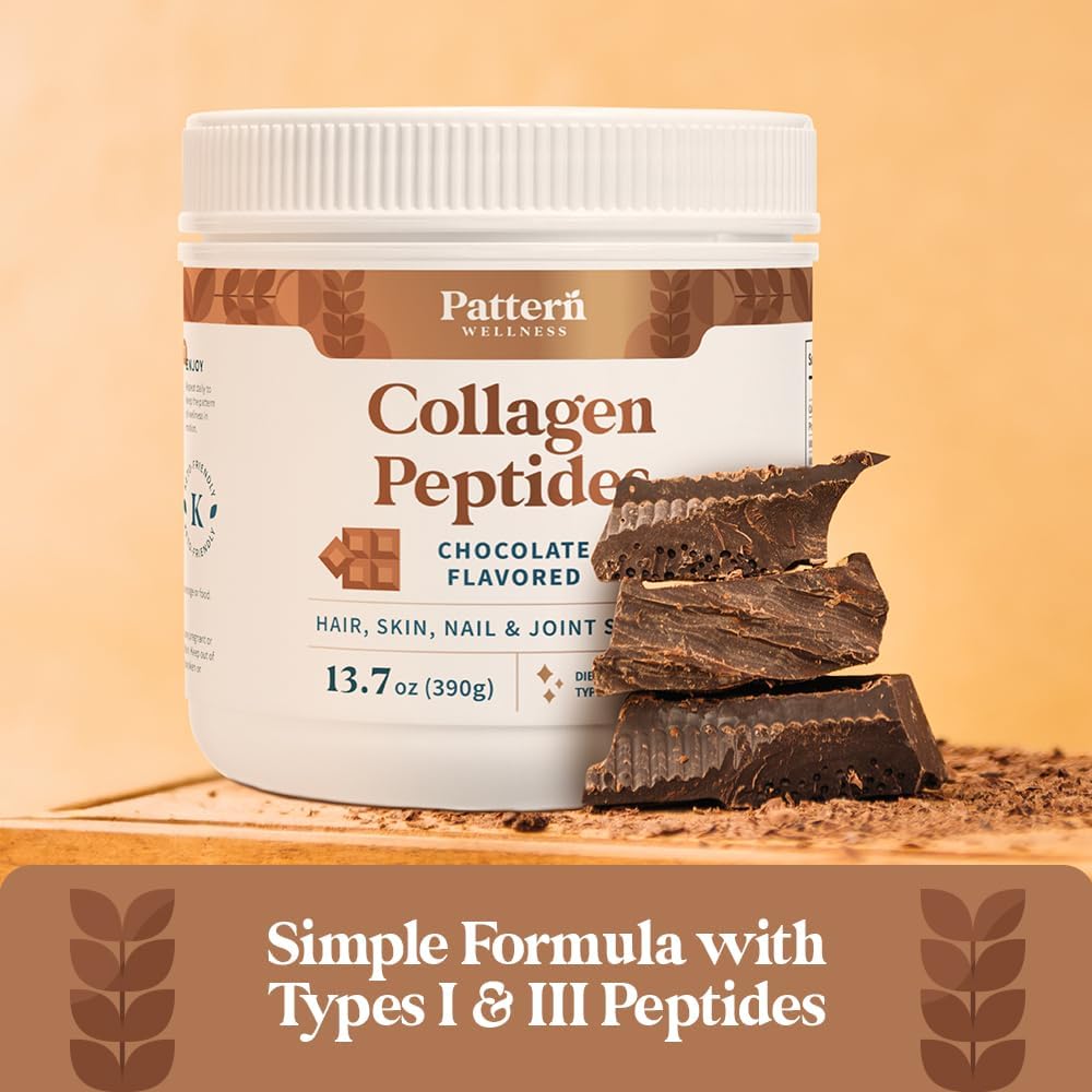 Chocolate Collagen Peptides Powder for Hair, Nails, Skin & Joints - Grass Fed, Hydrolyzed, Non-GMO - 13 Oz