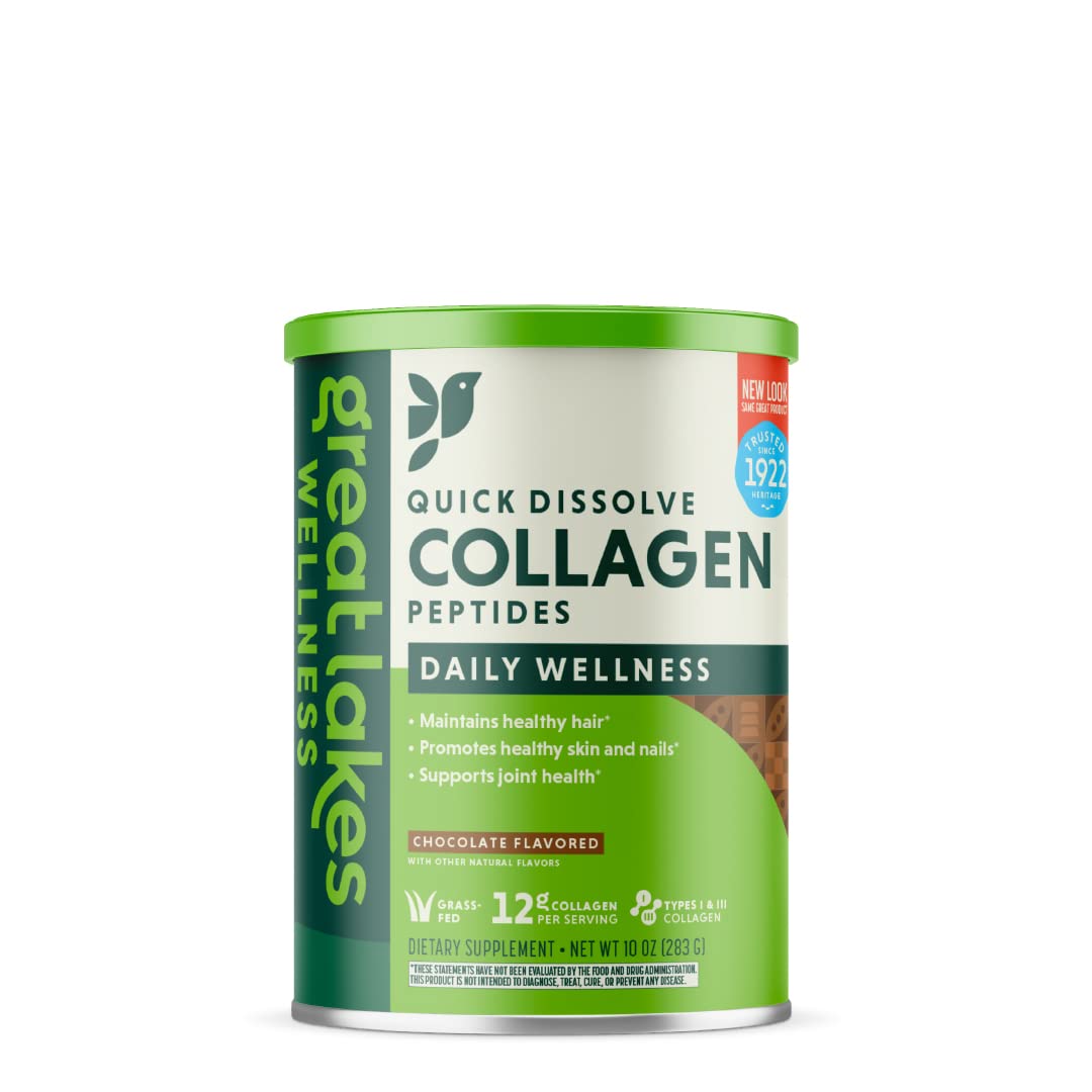 Chocolate Flavored Collagen Peptides Powder for Skin, Hair, Nails, Joints & Digestion - Great Lakes Wellness - 10 oz - BoostGo Australia