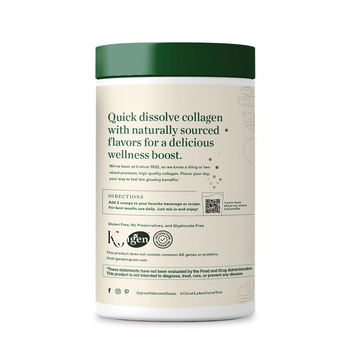 Chocolate Flavored Collagen Peptides Powder for Skin, Hair, Nails, Joints & Digestion - Great Lakes Wellness - 10 oz - BoostGo Australia