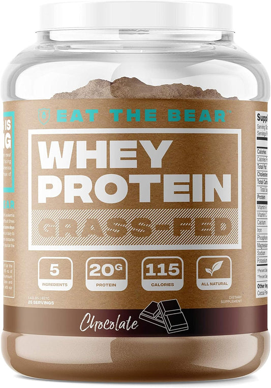 Chocolate Grass Fed Whey Protein Powder by Eat The Bear - Naturally Sourced