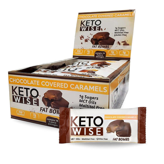 Chocolate MCT Oil Fat Bombs - Low Fat, Low Carb Keto Snack - 8g Fat, 2g Net Carbs - Chocolate Caramels, 2 Count (Pack of 16)