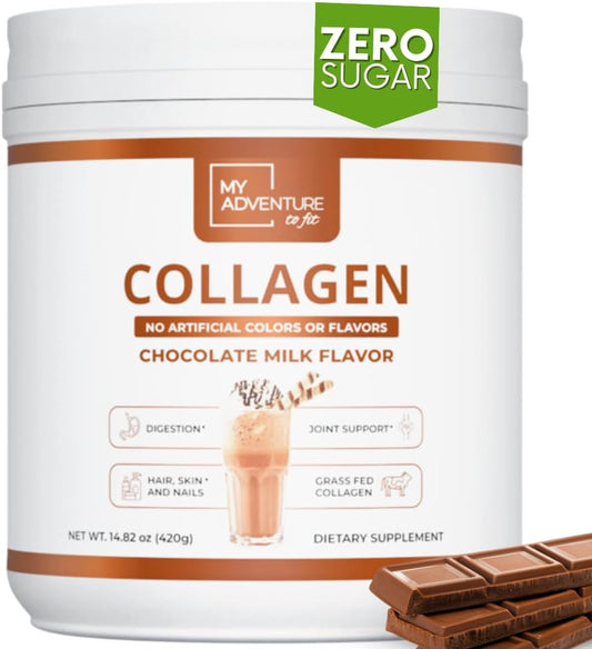 Chocolate Milk Hydrolyzed Collagen Powder for Women - Grass Fed Protein for Muscle Growth - Keto-Friendly 420g Powder for Joints & Gut Health