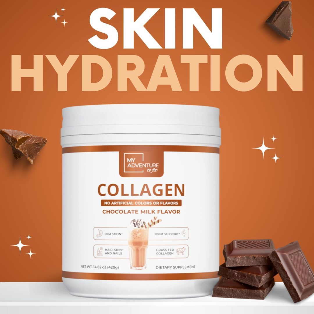 Chocolate Milk Hydrolyzed Collagen Powder for Women - Grass Fed Protein for Muscle Growth - Keto-Friendly 420g Powder for Joints & Gut Health