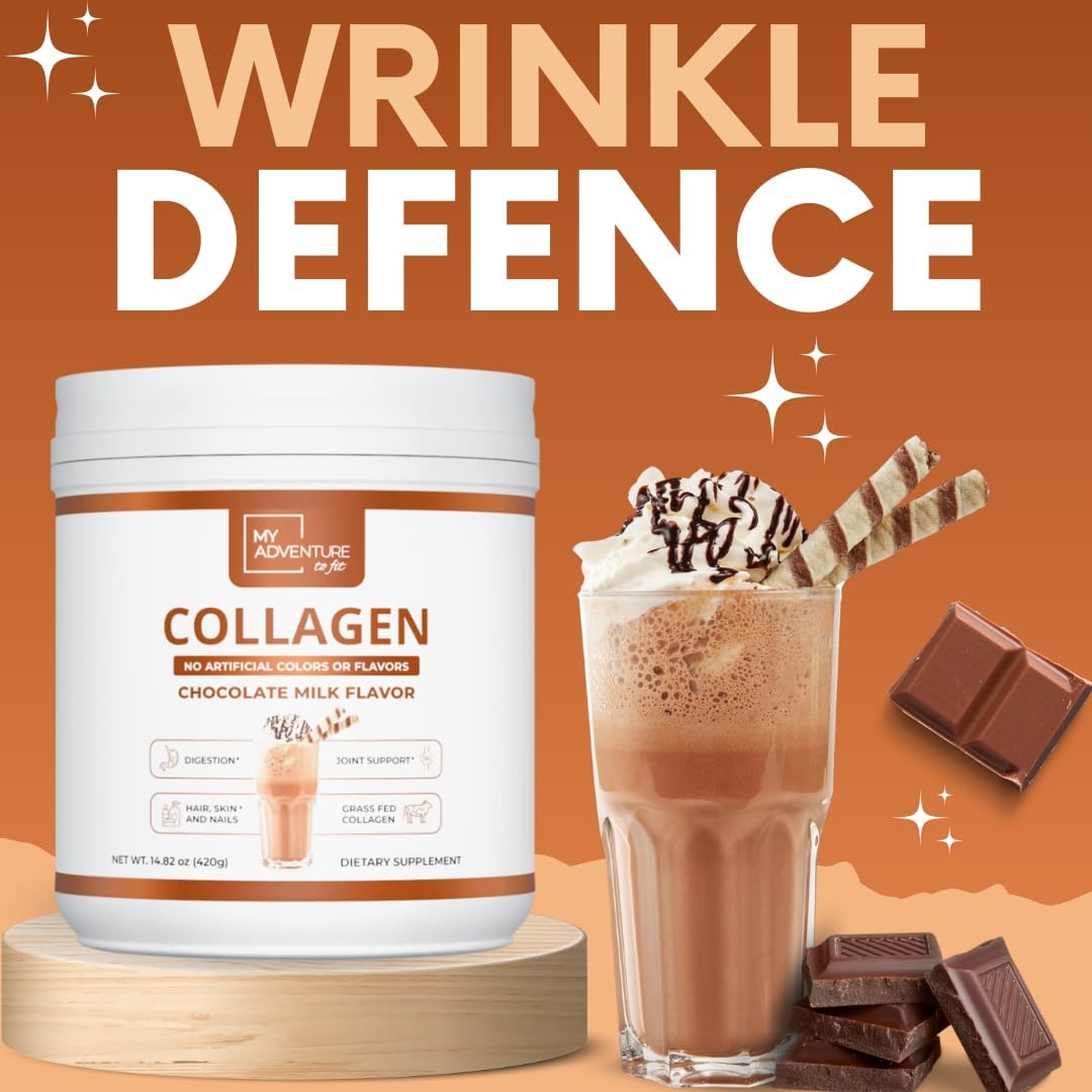 Chocolate Milk Hydrolyzed Collagen Powder for Women - Grass Fed Protein for Muscle Growth - Keto-Friendly 420g Powder for Joints & Gut Health