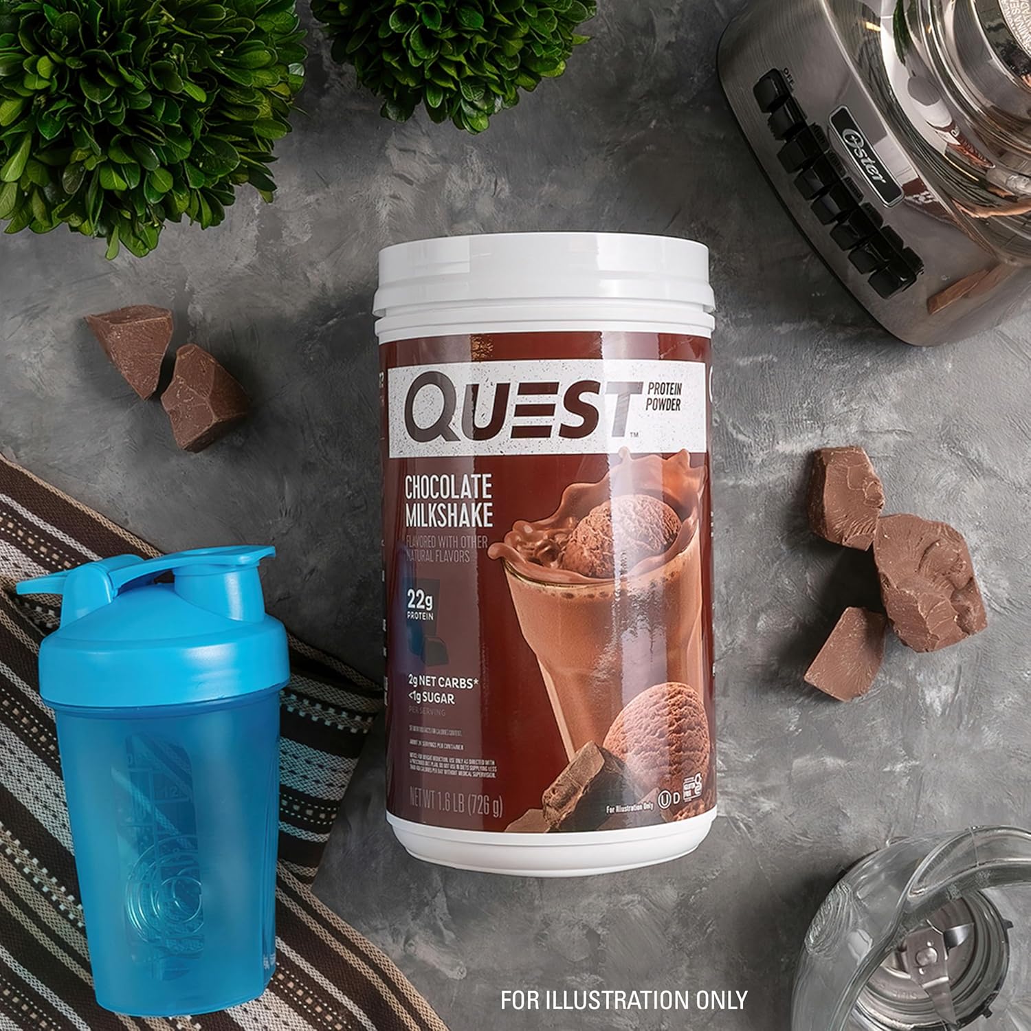 Chocolate Milkshake Protein Powder by Quest Nutrition - 22g Protein, 2g Net Carbs, 1g Sugar, Gluten Free - 1.6lb, 24 Servings