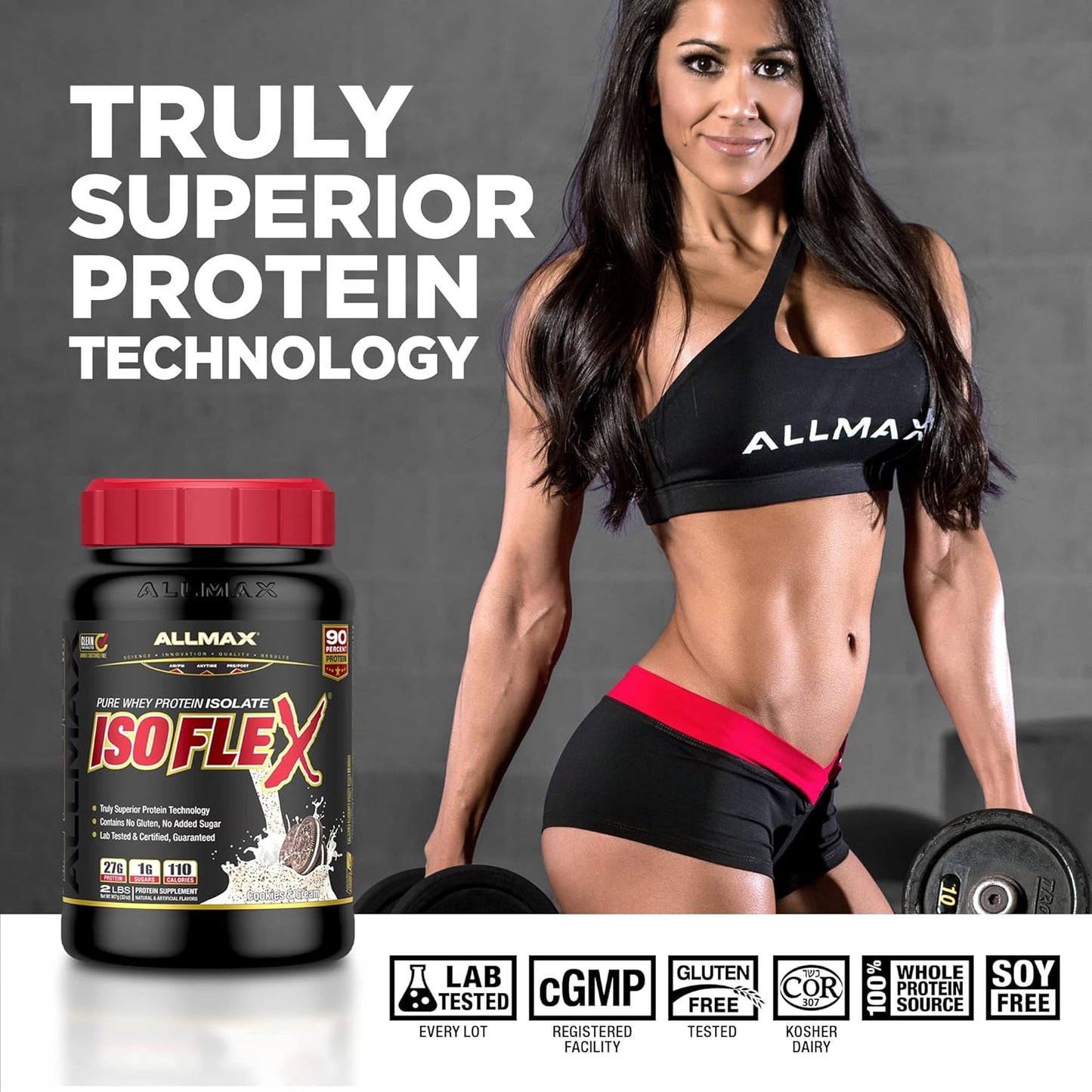 Chocolate Mint Whey Protein Isolate Powder - ALLMAX Nutrition ISOFLEX, 27g Protein, 2lb