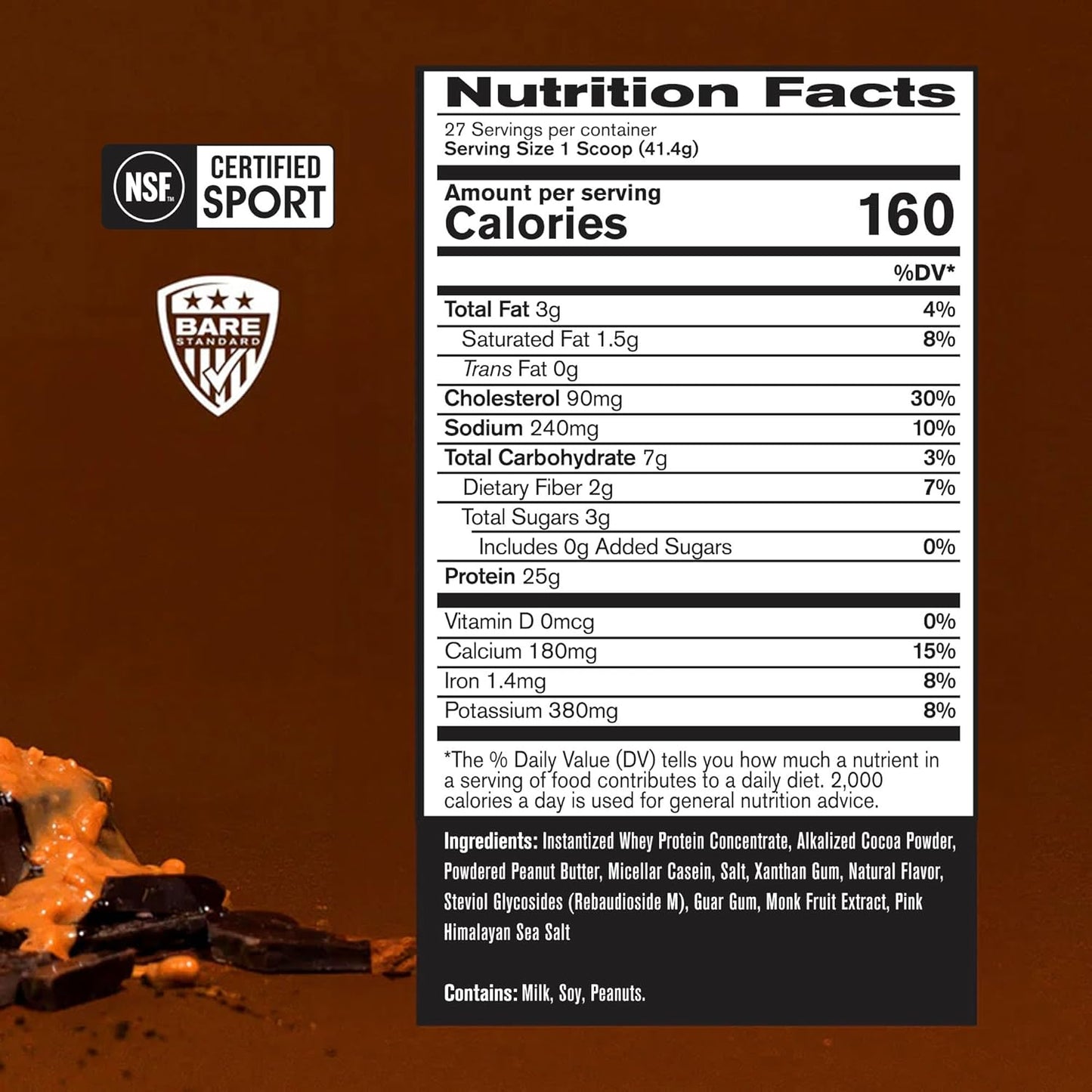 Chocolate Peanut Butter BPN Whey & Casein Blend Protein Powder - 27 Servings, 25g Protein, Lean Muscle Recovery, Third Party Tested