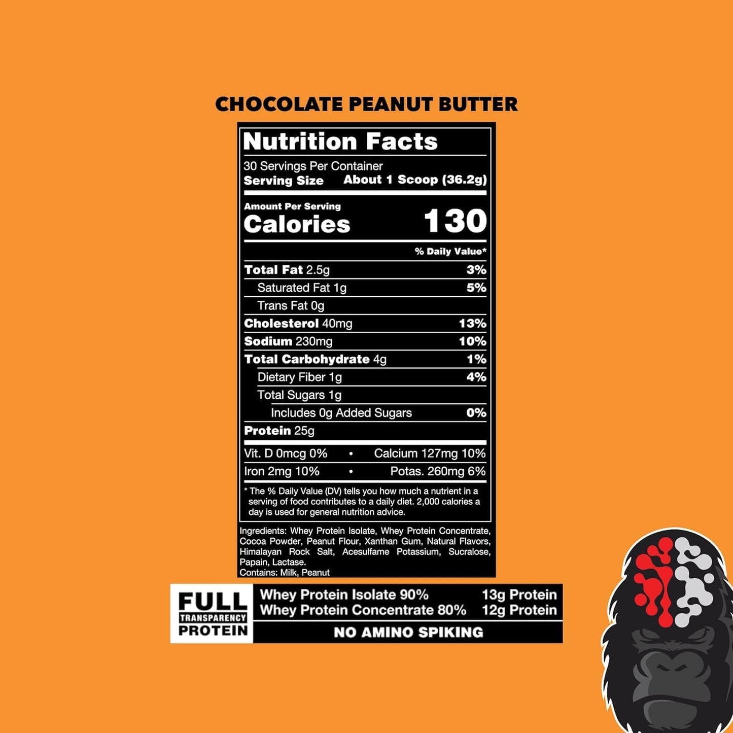 Chocolate Peanut Butter Gorilla Mode Whey Premium Protein - 25g Protein, Muscle Recovery & Growth - 30 Servings - BoostGo Australia