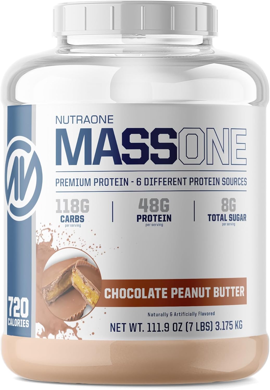 Chocolate Peanut Butter Mass Gainer Protein Powder for Muscle Mass Gain - 7 lbs. Meal Replacement by NutraOne