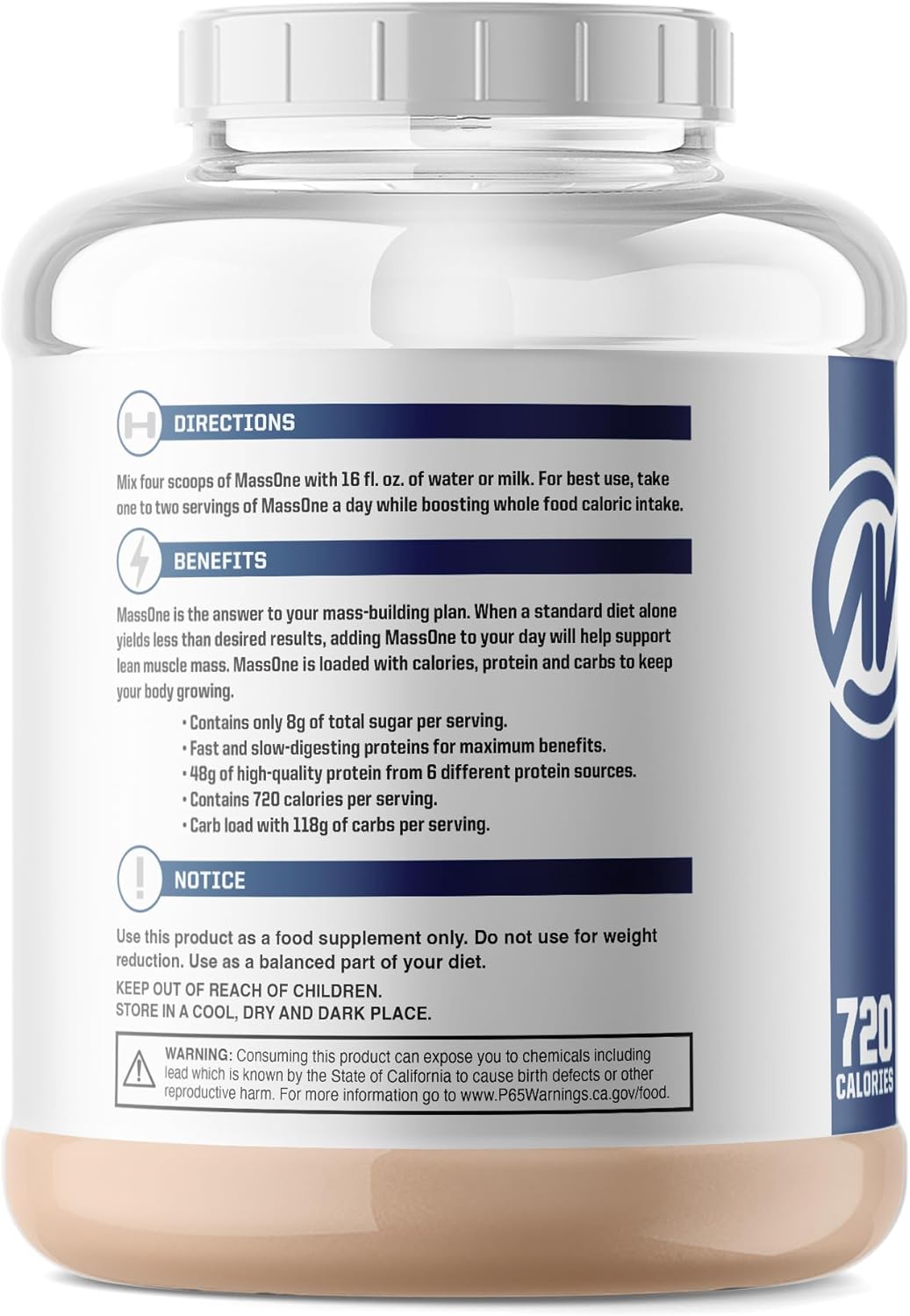 Chocolate Peanut Butter Mass Gainer Protein Powder for Muscle Mass Gain - 7 lbs. Meal Replacement by NutraOne