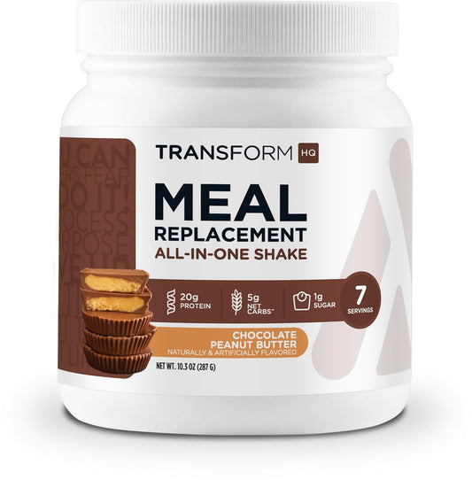 Chocolate Peanut Butter Meal Replacement Shake Powder - 7 Servings, Gluten Free, Non-GMO - TransformHQ