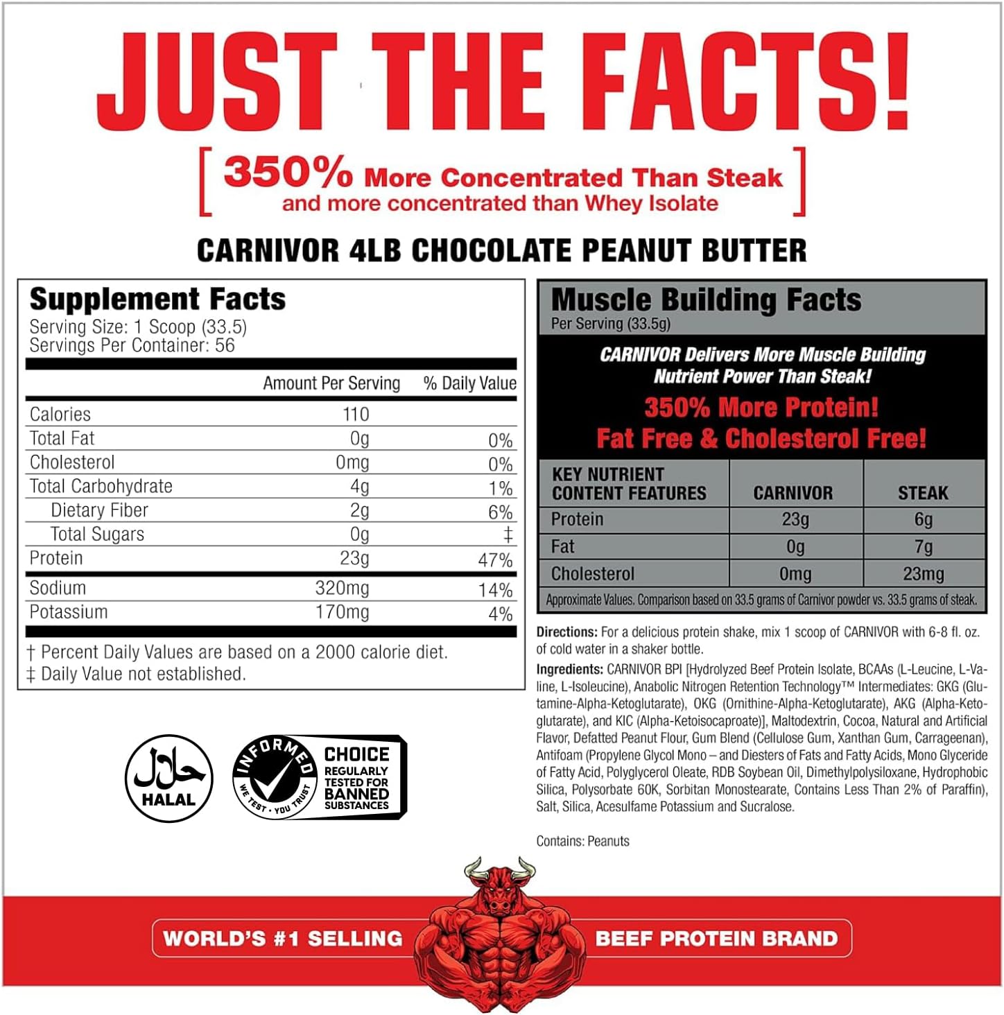 Chocolate Peanut Butter MuscleMeds Carnivor Beef Protein Isolate Powder - 4.14 lb