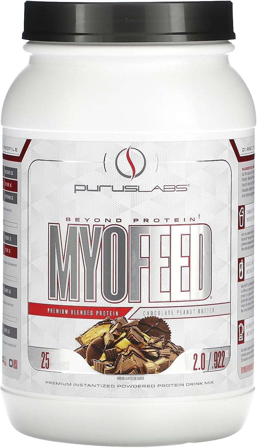 Chocolate Peanut Butter Protein Powder by Purus Labs - 25 Servings of MYOFEED Formula