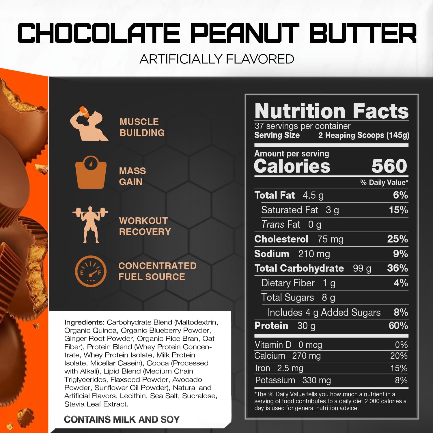 Chocolate Peanut Butter Rival Nutrition Clean Gainer - 12lbs for Maximum Muscle Growth and Recovery